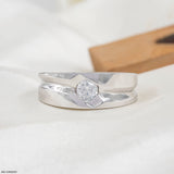 0.50 Carat Round Solitaire Broad Ring 14K White Gold