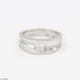 0.50 Carat Round Solitaire Broad Ring 14K White Gold