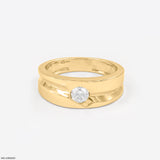 0.50 Carat Round Solitaire Broad Ring 14K White Gold