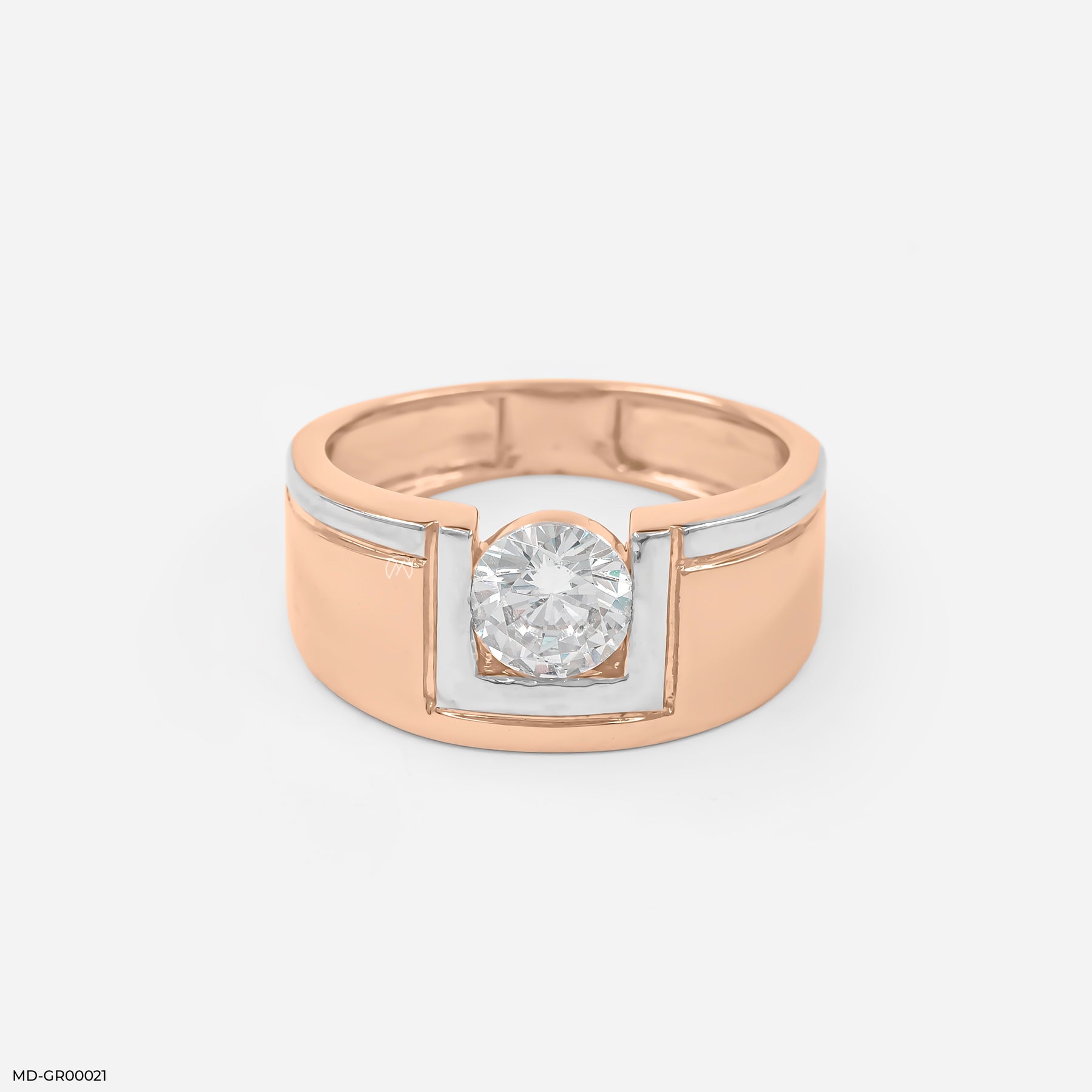 1 Carat Solitaire Men's Ring 14K White Gold
