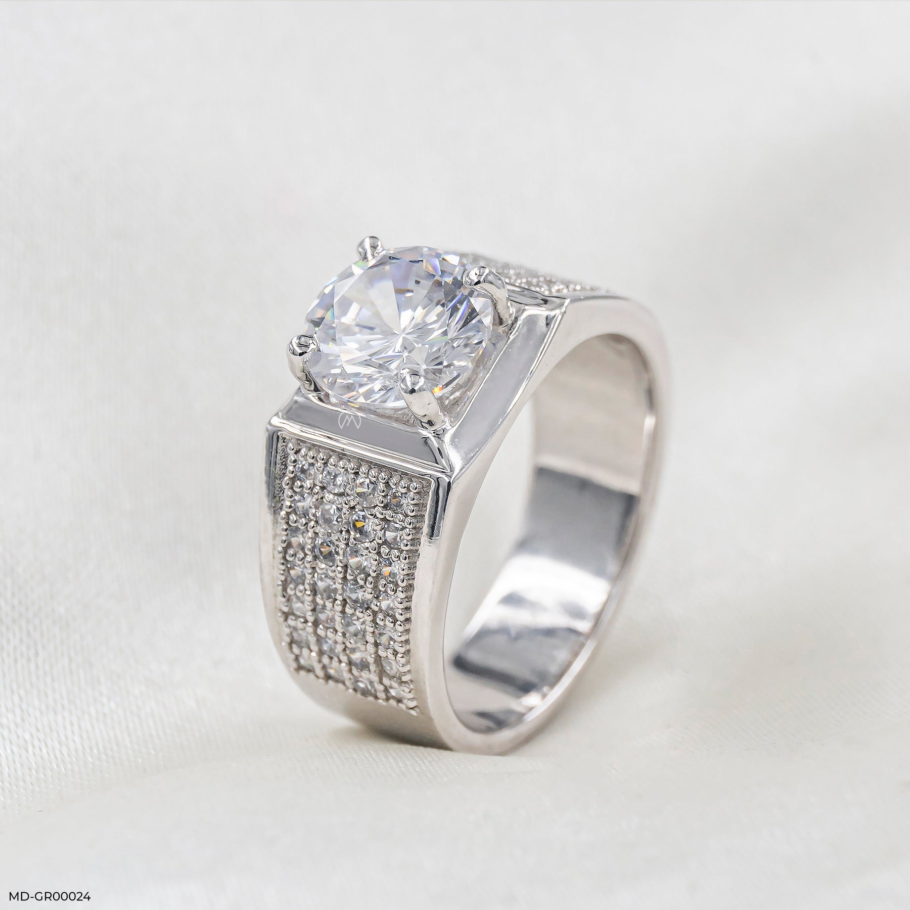 2 Carat Solitaire Heavy Men's Ring 14K Yellow Gold