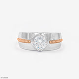 0.75 Carat Solitaire Elegant Minimal Men's Ring 14K Rose Gold