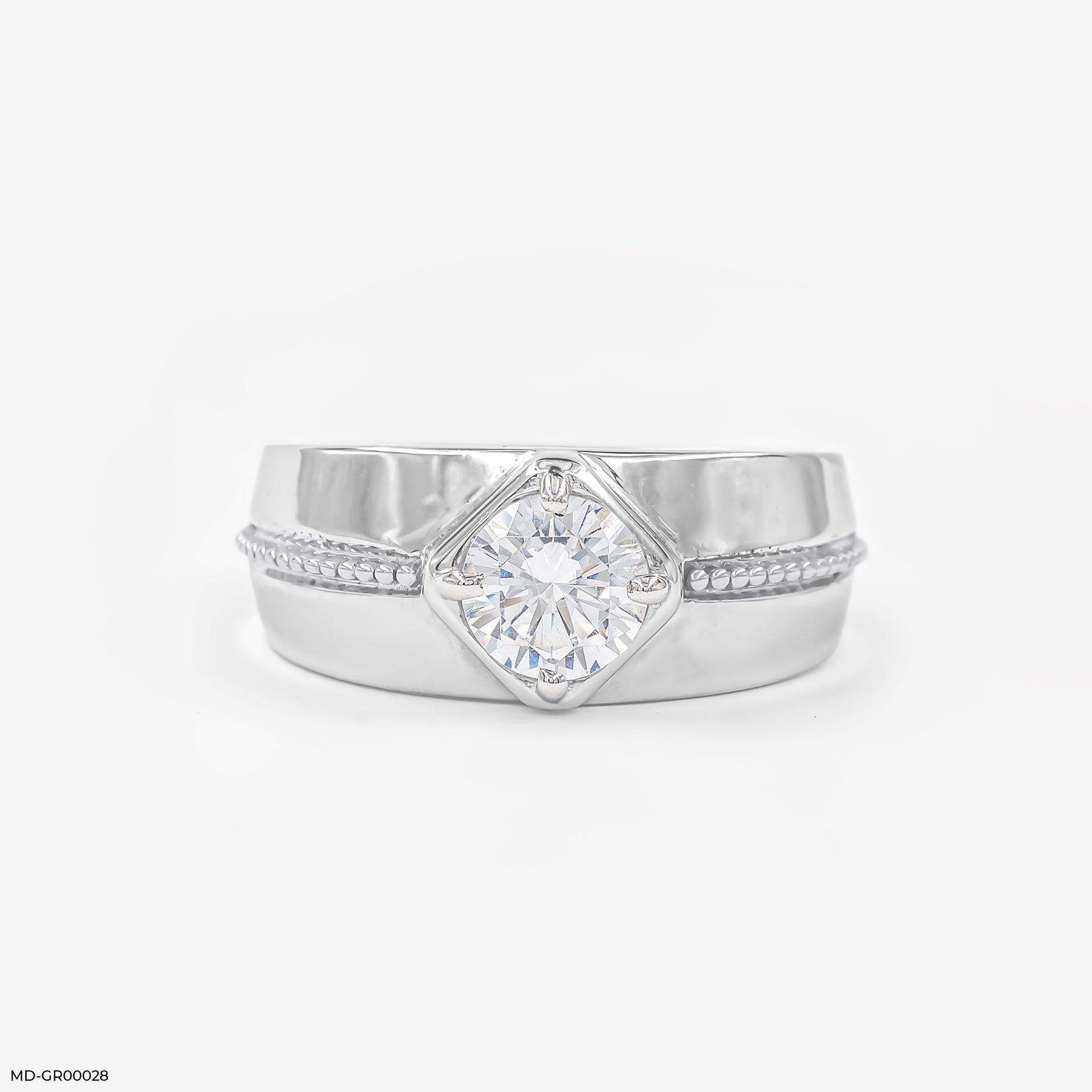 0.75 Carat Solitaire Elegant Minimal Men's Ring Platinum 950
