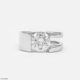 3 Carat Solitaire Modern Men's Ring 14K Yellow Gold