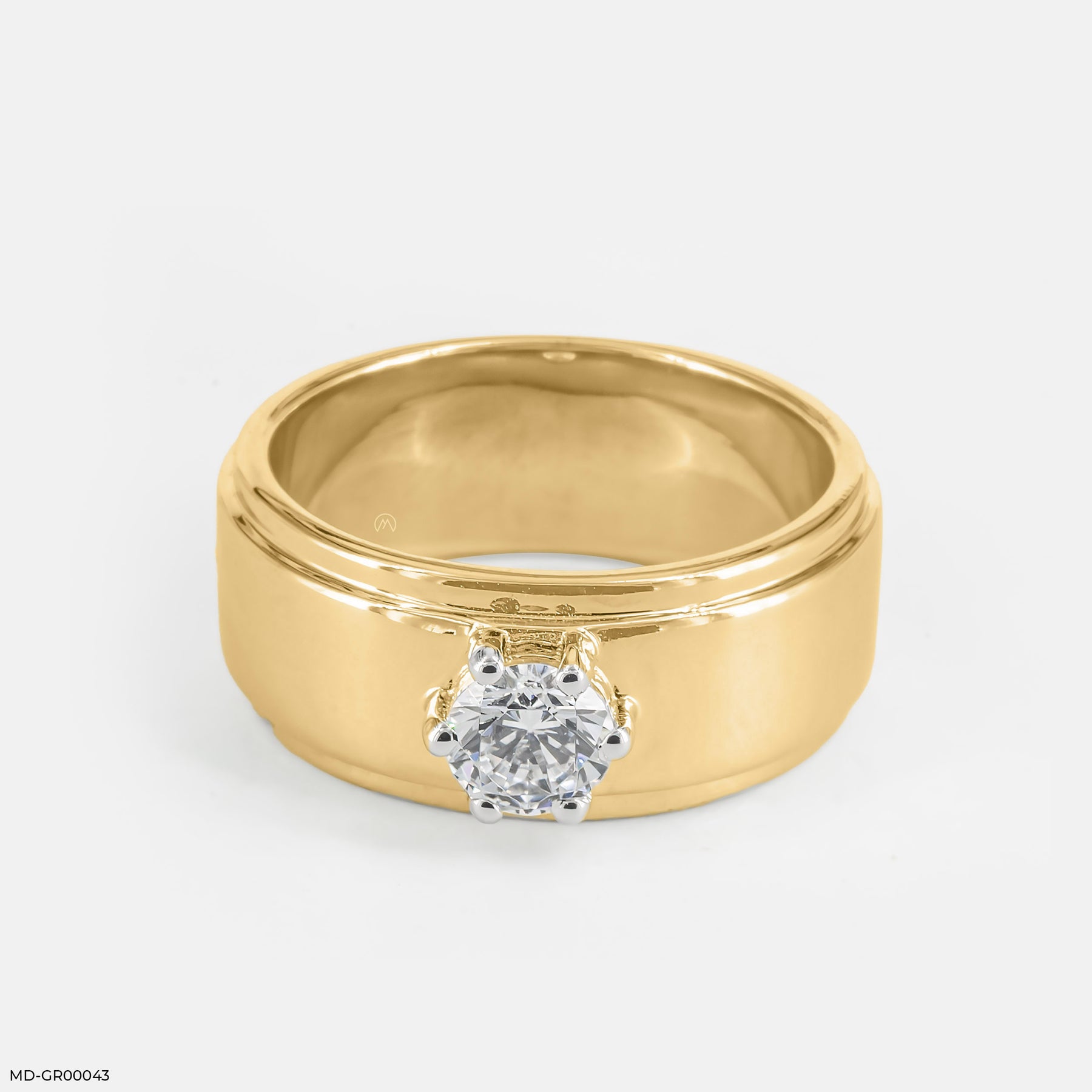 Solitaire Noir Men's Ring 14K White Gold