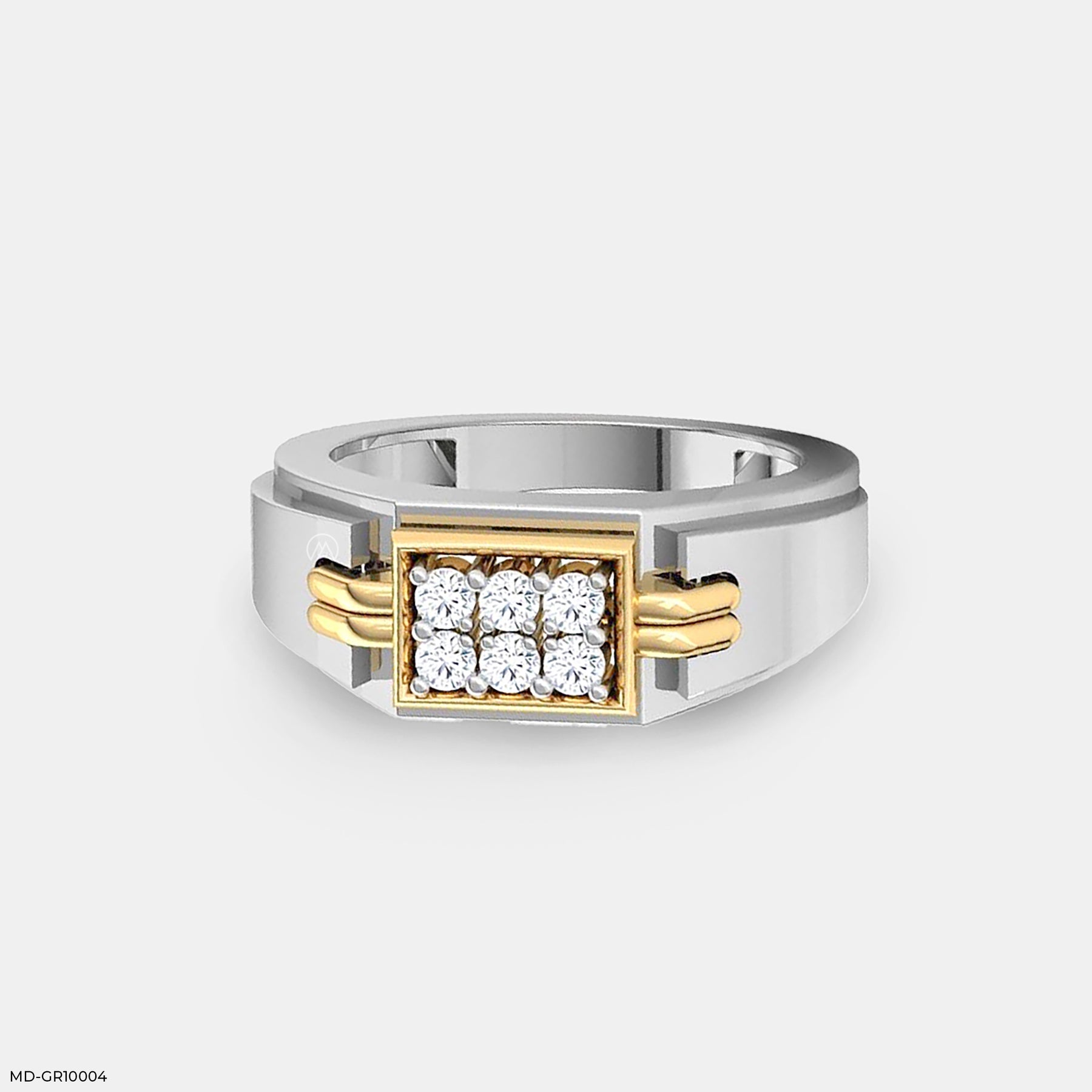 Tiny Throne Diamond Men Rings 14K White Gold