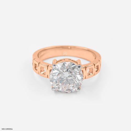 5 Carat Solitaire Eternal Engrave Gent's Ring 14K Rose Gold