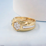 Hexagon Cluster Mens Diamond Ring Platinum 950