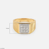 Gable Square Diamond Cluster Men Ring 18K Rose Gold