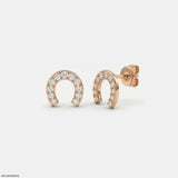 Dazzling Horseshoe Kids Diamond Earrings 9K Rose Gold
