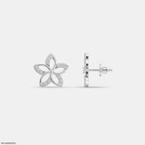 Little Floral Kids Diamond Earrings 14K White Gold