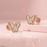 Tiny Butterfly Kids Diamond Earrings Platinum 950