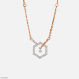 0.30 Carat Hexagon Lab Diamond Necklace 14K Rose Gold