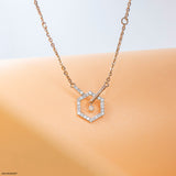 0.30 Carat Hexagon Lab Diamond Necklace 14K Rose Gold