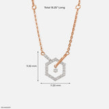 0.30 Carat Hexagon Lab Diamond Necklace 14K Rose Gold