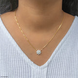 0.50 Carat Round Solitaire Flower Necklace 18K Rose Gold