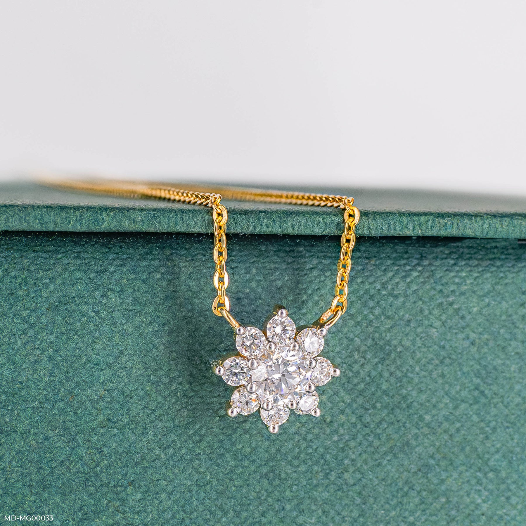 0.50 Carat Round Solitaire Flower Necklace 18K Rose Gold