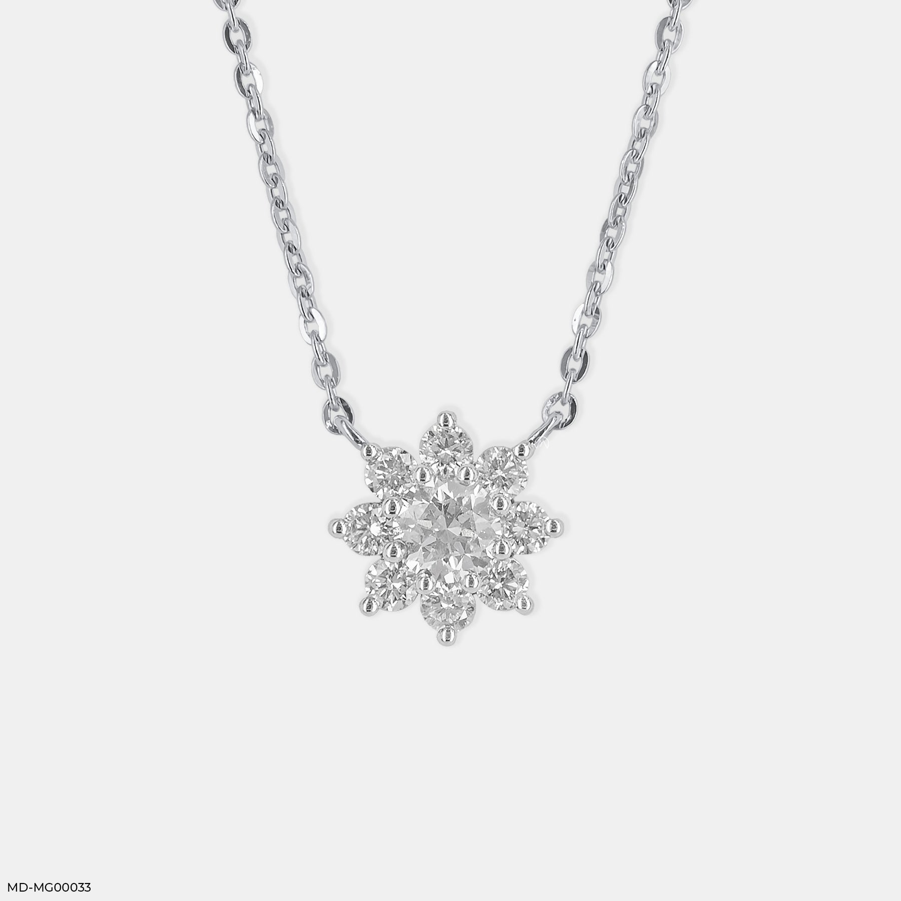 0.50 Carat Round Solitaire Flower Necklace 18K Rose Gold