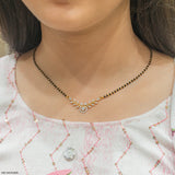 0.5 Carat Triple-Row Curved Bib Diamond Mangalsutra 14K Yellow Gold