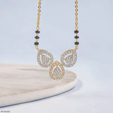 Trio Halo Leaf Diamond Mangalsutra 9K Yellow Gold