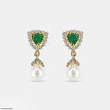 Emerald Pearl Drop Earrings Platinum 950