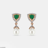 Emerald Pearl Drop Earrings Platinum 950