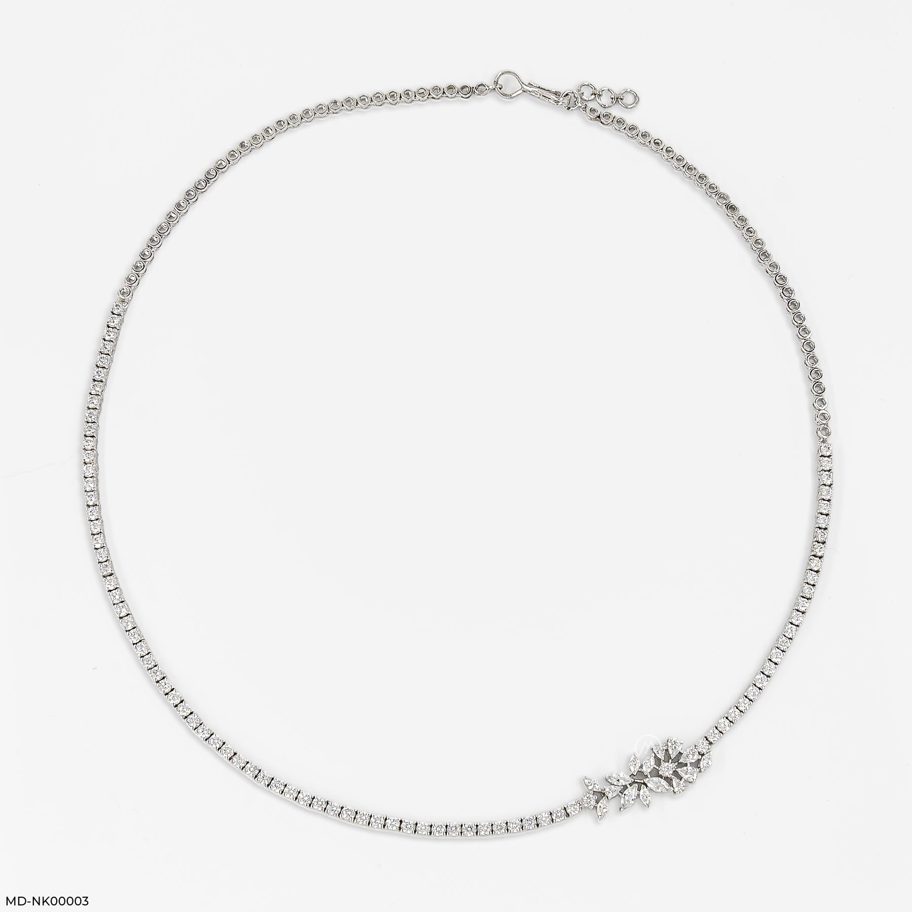 Single Line Fancy Diamond Necklace 18K White Gold