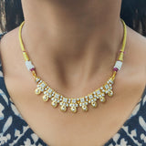 Twinkling Pearl And Diamond Necklace 9K Yellow Gold