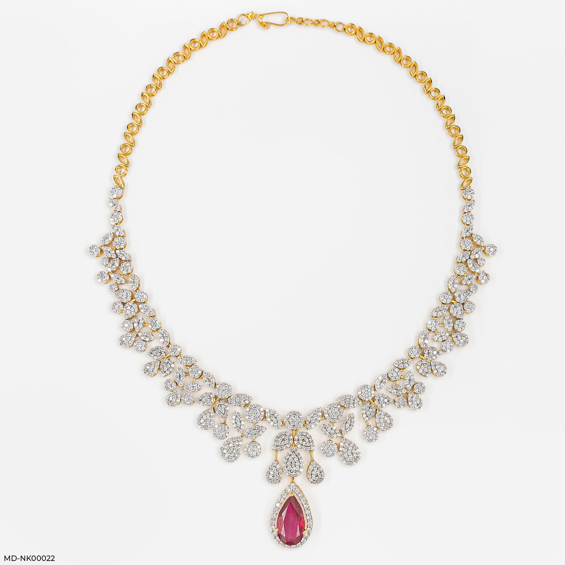 Pressure Setting Diamond Necklace14K Yellow Gold
