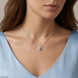 1.25 Carat Trillion Halo Diamond Necklace 14K White Gold