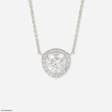 1.25 Carat Trillion Halo Diamond Necklace 14K White Gold