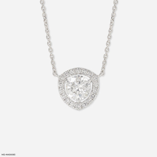 Trillion Halo Diamond Necklace 14K White Gold