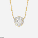 Trillion Halo Diamond Necklace 9K Yellow Gold