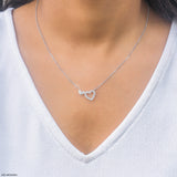 0.35 Carat Dual Heart's Embrace Lab Diamond Necklace 14K White Gold