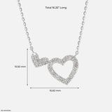 0.35 Carat Dual Heart's Embrace Lab Diamond Necklace 14K White Gold
