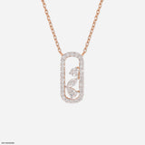 0.5 Carat Pave Oval Slider Necklace 9K Yellow Gold