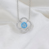 0.25 Carat Circle Of Petals Lab Diamond Necklace 14K White Gold
