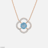 0.25 Carat Circle Of Petals Lab Diamond Necklace 14K White Gold