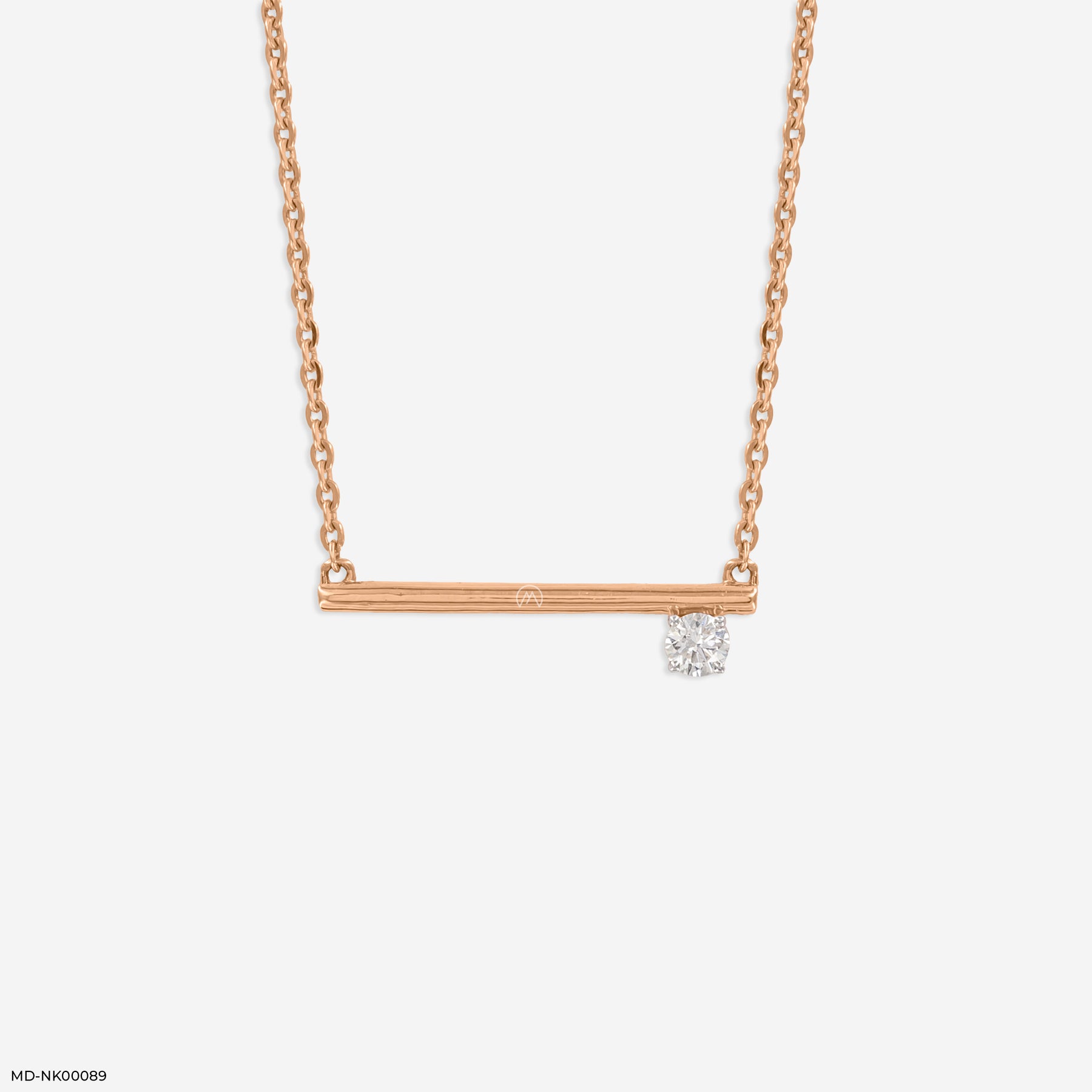 0.15 Carat Asymmetrical Lab Diamond Bar Necklace 14K Rose Gold