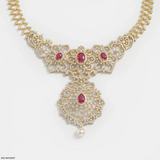 Glided Scarlet Floral Diamond Necklace 9K White Gold