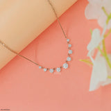 3.75 Carat 9 Solitaire Contemporary Lab Diamond Necklace 14K Rose Gold