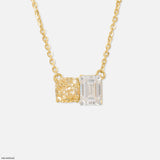 Twin Flame Solitaire Diamond Necklace 9K Yellow Gold
