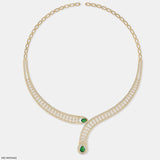 Lariat Collar with Emerald Drops Necklace 9K Yellow Gold