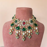 Emerald Polki Choker Necklace 14K Yellow Gold