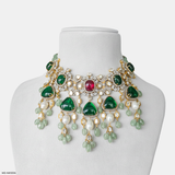 Emerald Polki Choker Necklace 14K Yellow Gold