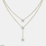 Trinity Y layered Diamond Necklace 9K Rose Gold
