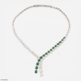 Emerald Cascade Lab Diamond Necklace 925 Sterling Silver