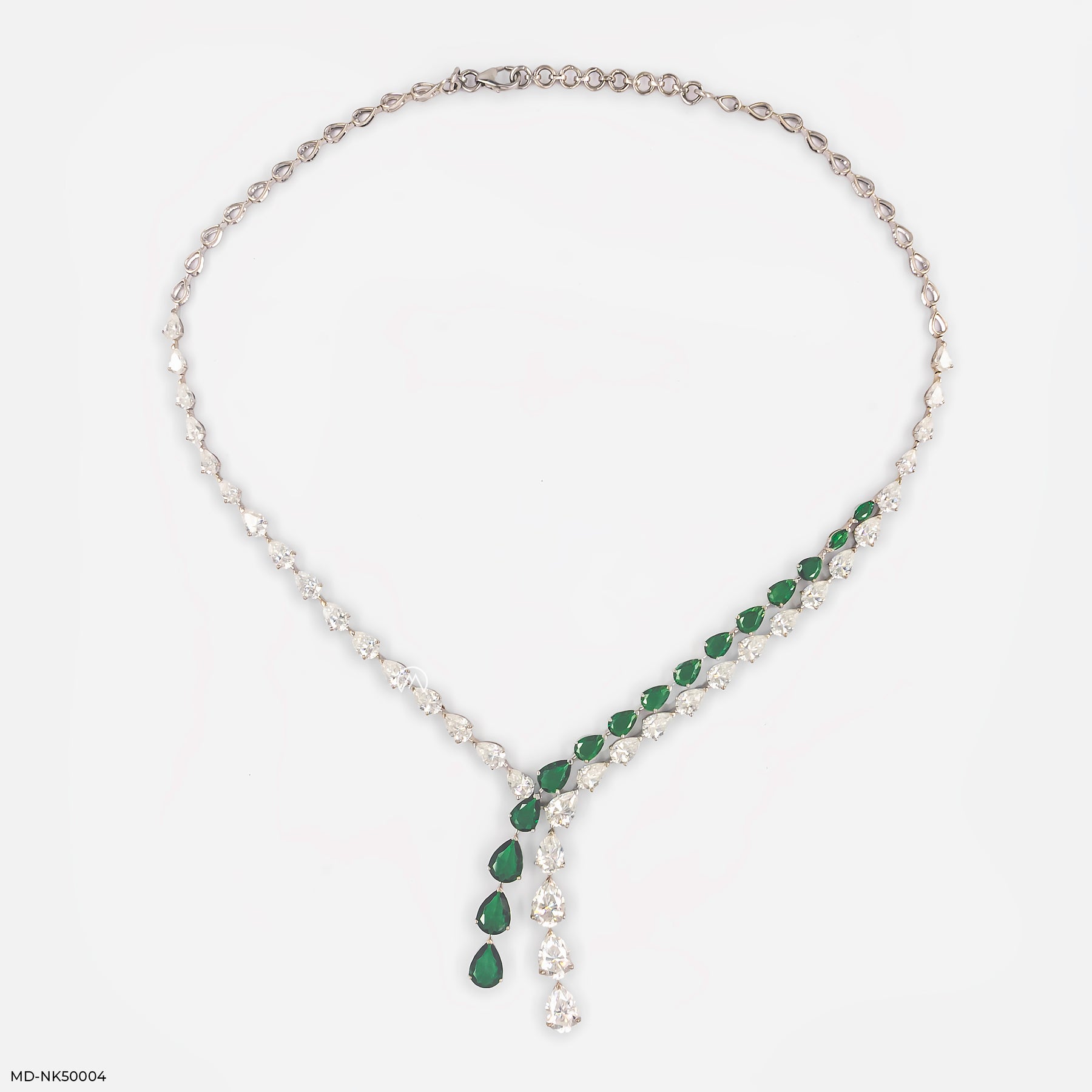 Emerald Cascade Lab Diamond Necklace 925 Sterling Silver