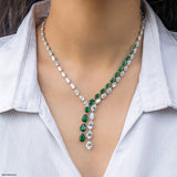 Emerald Cascade Lab Diamond Necklace 925 Sterling Silver