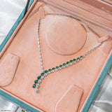 Emerald Cascade Lab Diamond Necklace 925 Sterling Silver
